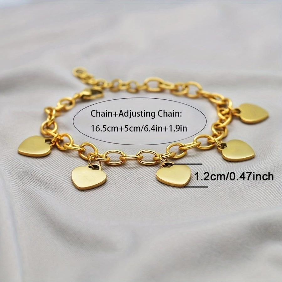 Multiple Hearts Chain Bracelet [Stainless Steel,18K Gold Plated]