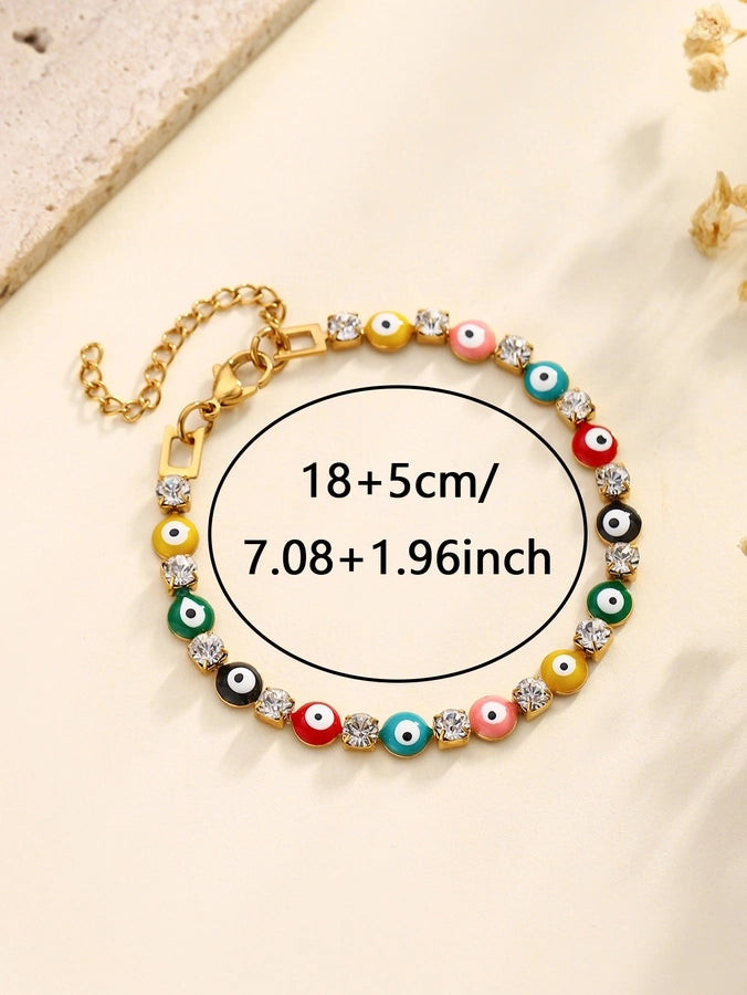 Oval Rhinestones Bracelets [304 Stainless Steel]