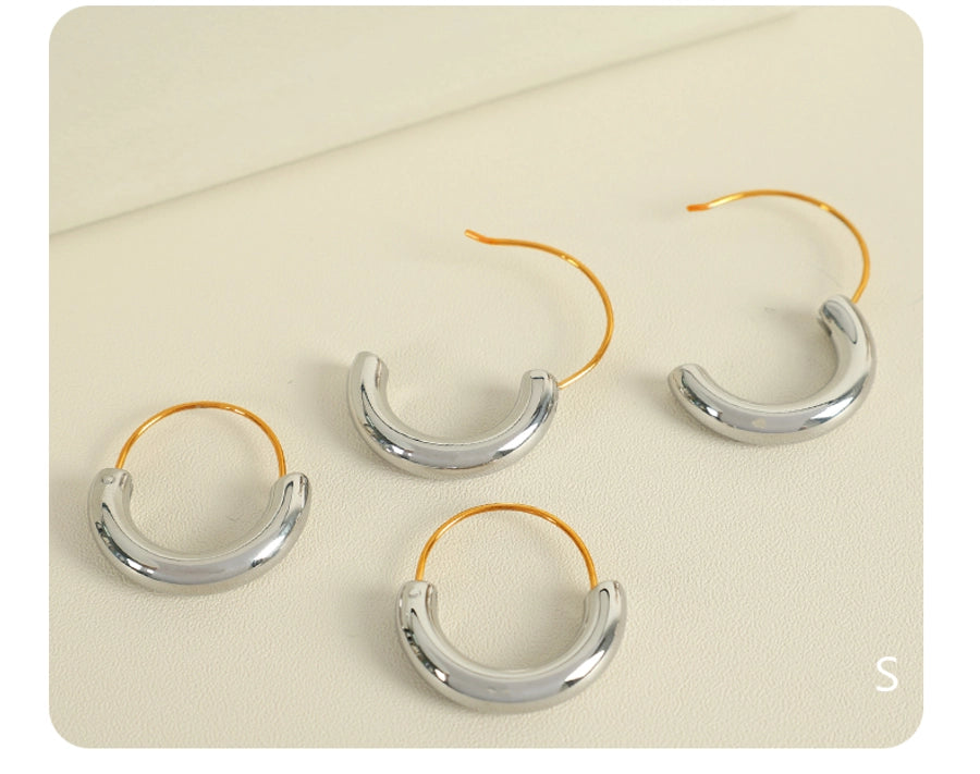 Semicircle Hoop Earrings [304 Stainless Steel,18K Gold Plated]