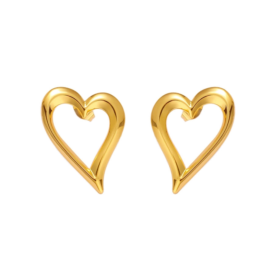 Heart Shape Hollow Earrings [304,316 Stainless Steel, 18K Gold Plated]