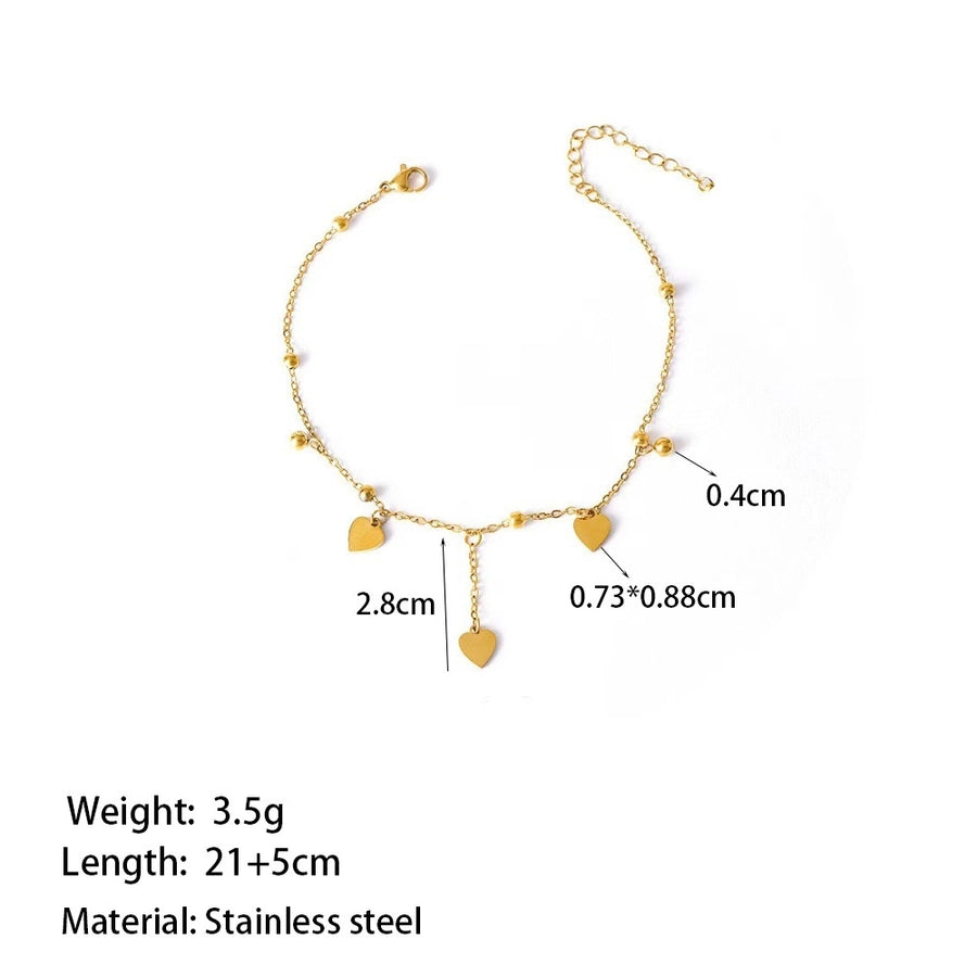 Heart Shape Anklet [304 από ανοξείδωτο χάλυβα, 18k χρυσό επιχρυσωμένο]