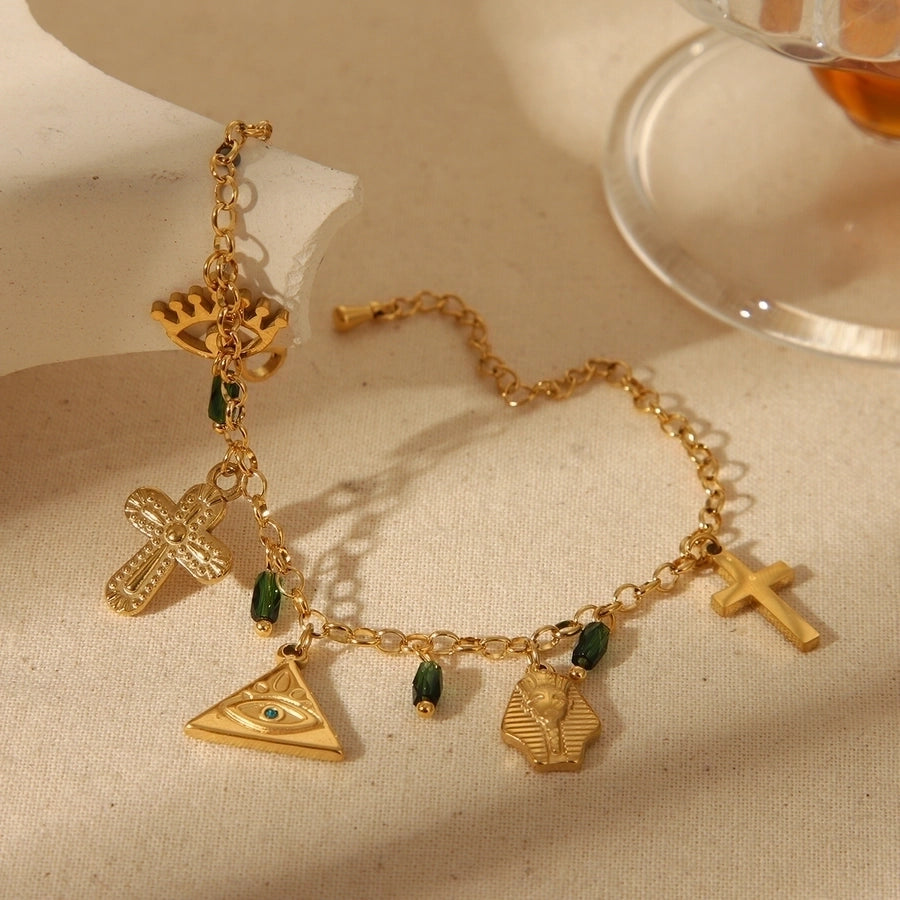 Cross/Sun/Eight-pointed Stars Bracelets [304 Stainless Steel, 18K Gold Plated]