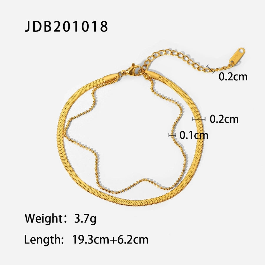 Snake Bone Layered Anklet [Stainless Steel, 18K Gold Plated]