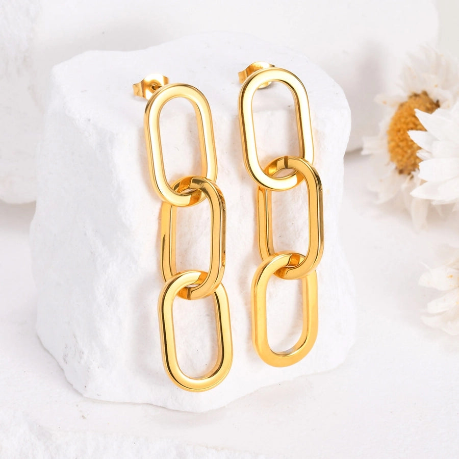 Asymmetrical Chain Earrings [201 Stainless Steel,18K Gold Plated]