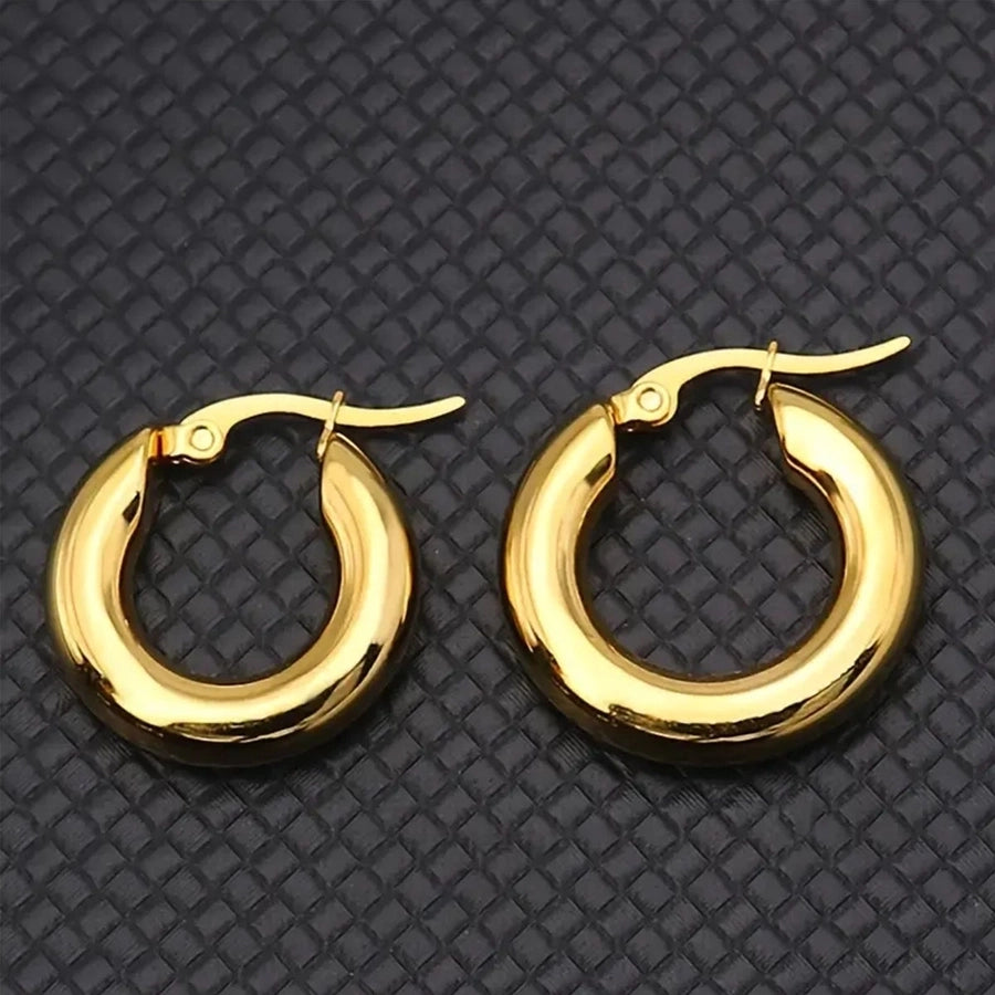 Round Hoop Earrings [304 Stainless Steel,18K Gold Plated]