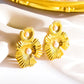 Roman Flower Artificial Pearls Drop Earrings [304 Stainless Steel,18K Gold Plated]