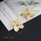 Flower Inlay Opal 18K Gold Plated Earrings [304 Stainless Steel, 18K Gold Plated]