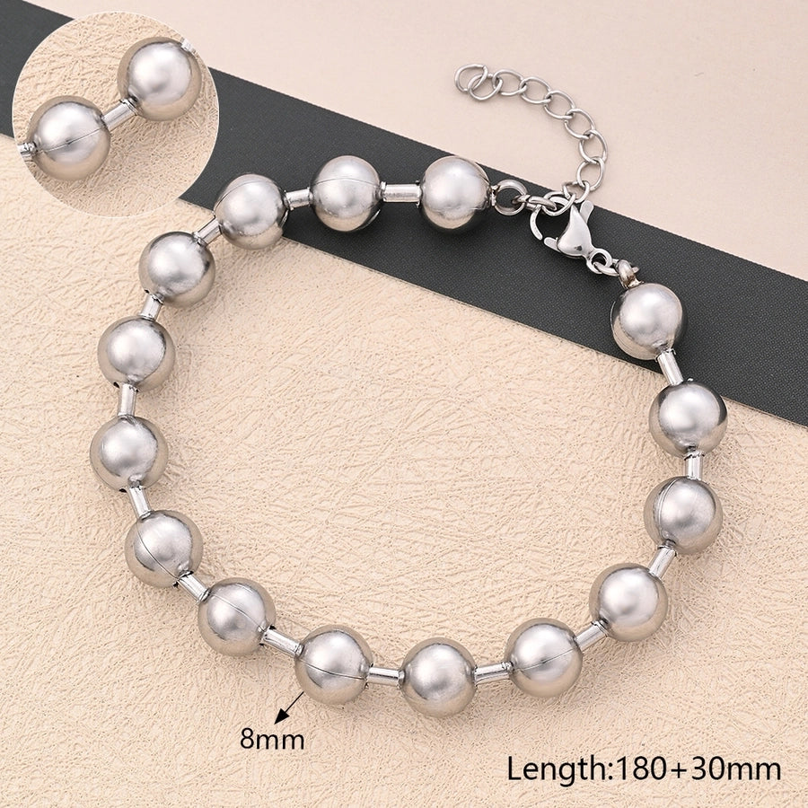 Round Oval Beads Bracelets [304 Stainless Steel]