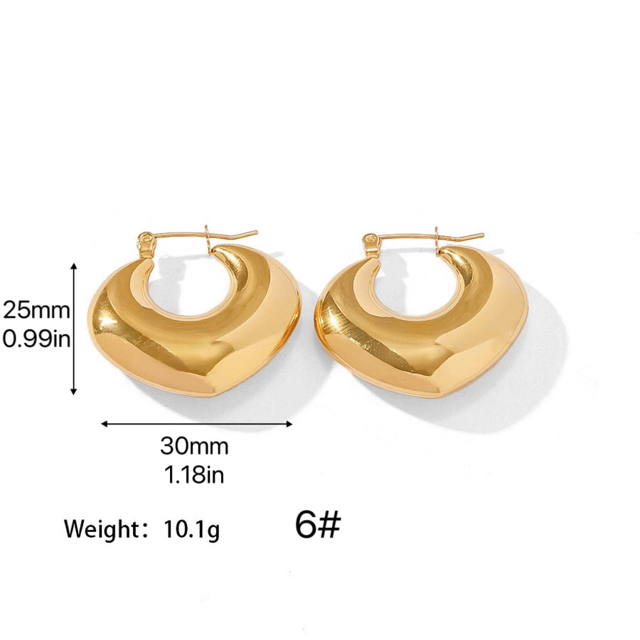 Mix Design Earrings [304 Stainless Steel,18K Gold Plated]