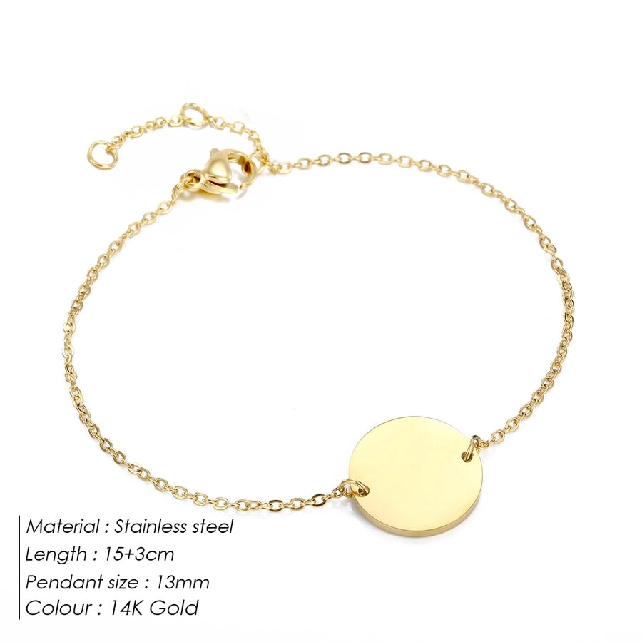 Round Coin Bracelet [304 Stainless Steel,14K Gold Plated]