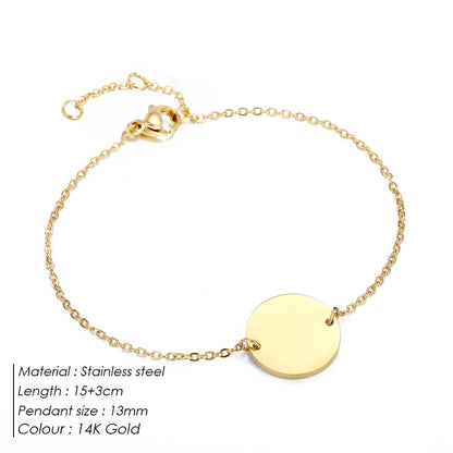 Round Coin Bracelet [304 Stainless Steel,14K Gold Plated]