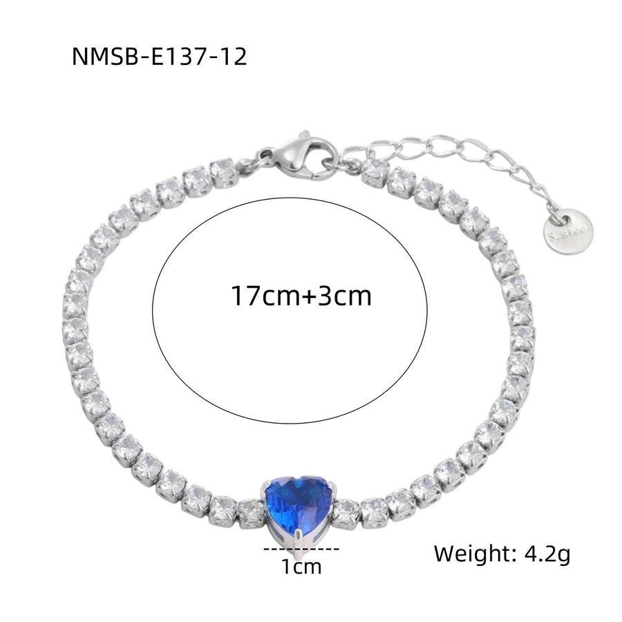 Heart Shape Rhinestones Bracelets [304 Stainless Steel]