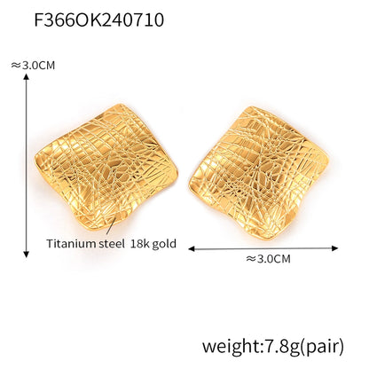 Orecchini a linee quadrate [acciaio inossidabile 304, oro 18K placcato]