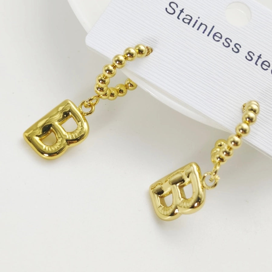 Letter Drop Earrings [304 Stainless Steel,18K Gold Plated]