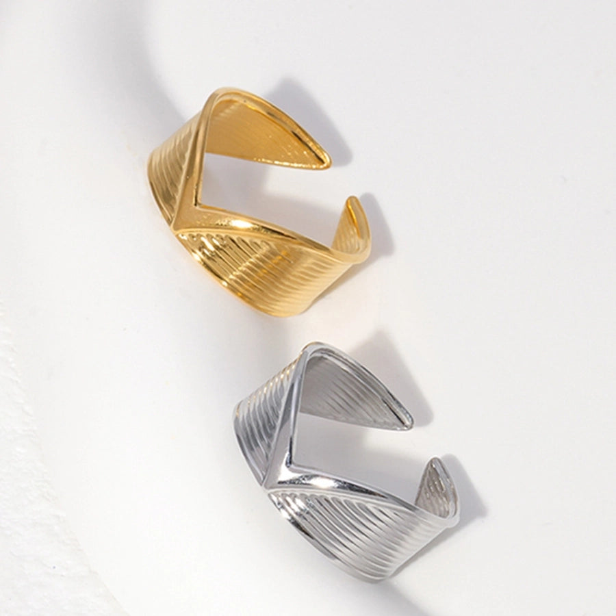 Irregular V Ring [304 Stainless Steel, 18K Gold Plated]