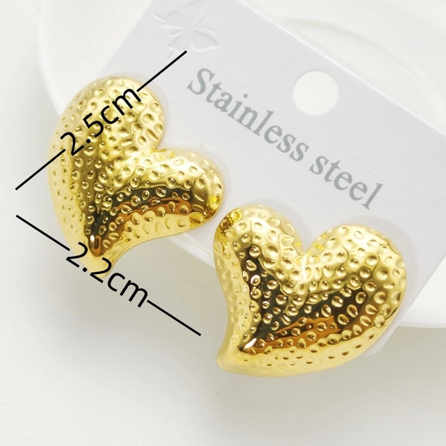 Heart Shape Earrings [304 Stainless Steel,18K Gold Plated]