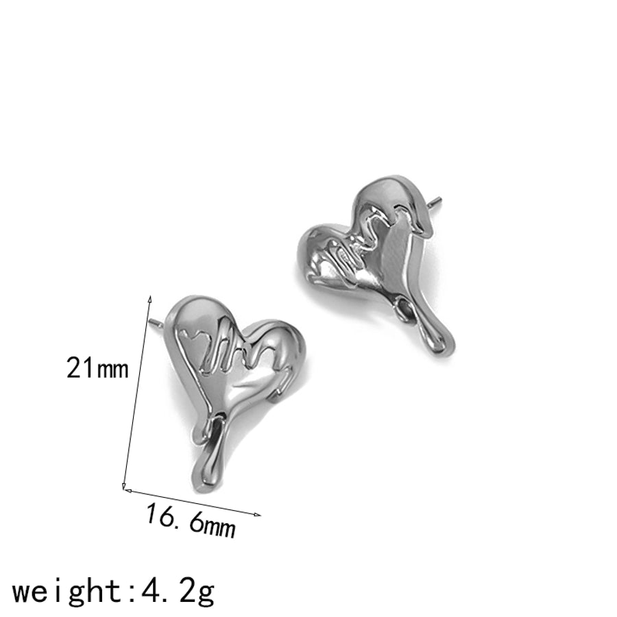 Heart Shape Earrings/Necklace [304 Stainless Steel, 18K Gold Plated]