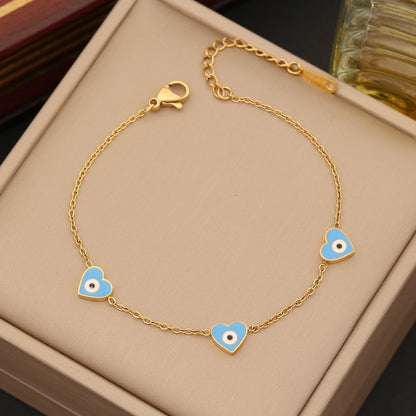 Colored Hert Eye Bracelet [Stainless Steel,18K Gold Plated]