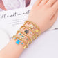 Artificial Rhinestones Turquoise Shell Bracelet [304 Stainless Steel, 18K Gold Plated]