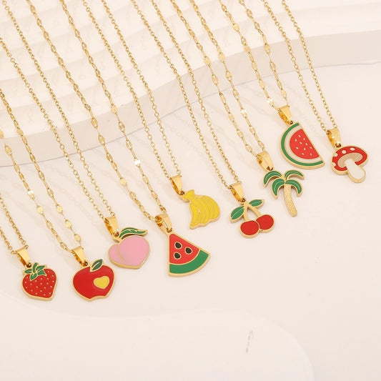 Colar de frutas [304 aço inoxidável, ouro 18k banhado]