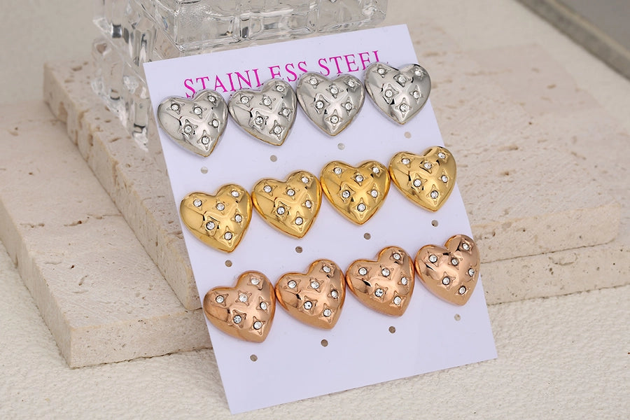 6 Pairs Simple Style Earrings Sets [304 Stainless Steel]