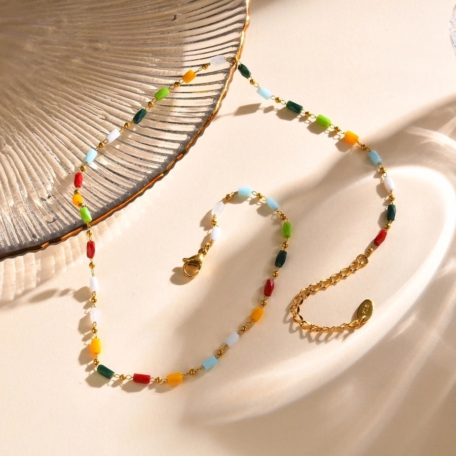 Colorful Beads Necklace/Bracelets [201 Stainless Steel]