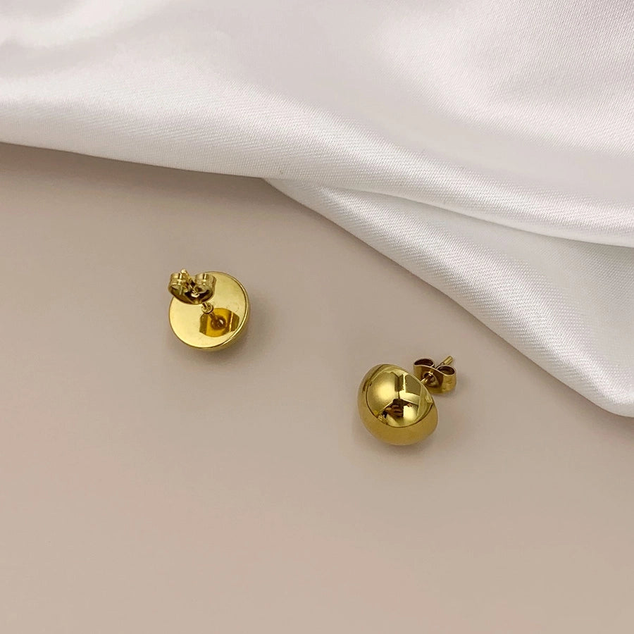 Ball Ear Studs [304 Stainless Steel,18K Gold Plated]