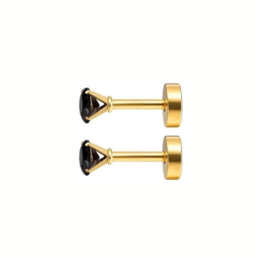 Round Plating Ear Studs [304 Stainless Steel 18K Gold Plated]