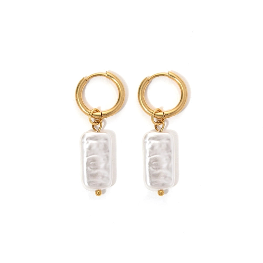 Baroque Style Irregular Imitation Pearl Drop Earrings [304 Stainless Steel,14K Gold Plated]