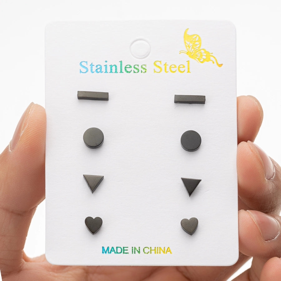 Flat Stud Earrings [304 Stainless Steel, 18K Gold Plated]