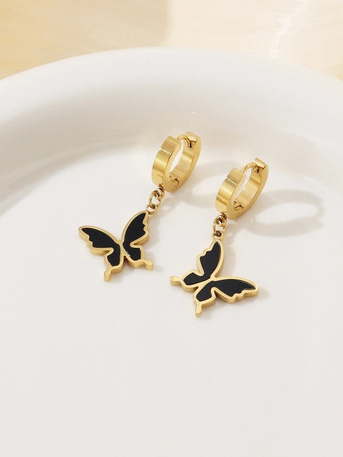 Butterfly Tassel Drop Earrings [304 Stainless Steel]