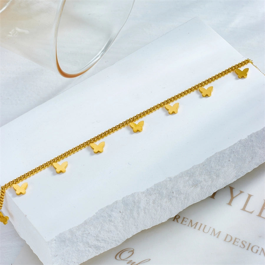 Butterfly Anklet [304 Stainless Steel, 18K Gold Plated]