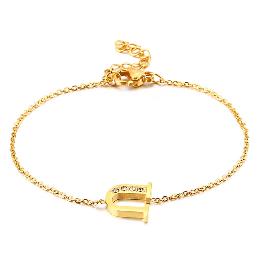 Letter Bracelets [304 Stainless Steel,18K Gold Plated]