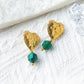 Round Beaded Heart Earrings [304 Stainless Steel, 14K Gold Plated]