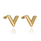 V Letter Earrings [304 Stainless Steel,18K Gold Plated]