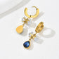 Square Water Droplets Artificial Pearls Zircon Drop Earrings [201 Stainless Steel,18K Gold Plated]