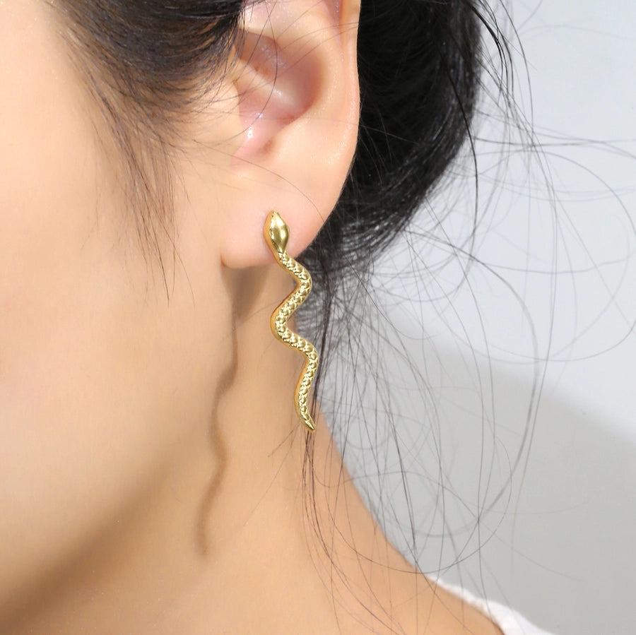 Boucles d'oreilles de chute de serpent [304 en acier inoxydable, 18 km plaqués à l'or]