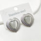 Silver Heart Stone Earrings [304 Stainless Steel]