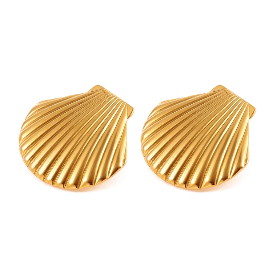 Big Shell Earrings [304 Stainless Steel,18K Gold Plated]