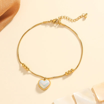 Heart Shape Pearl Anklet [304 Stainless Steel]