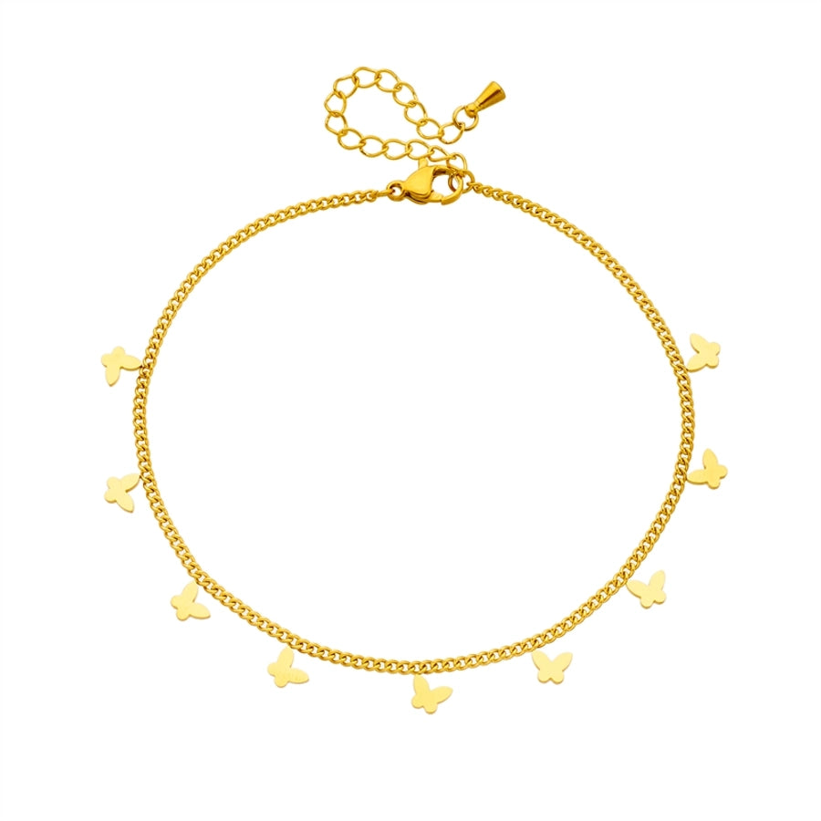 Anklet farfalla [acciaio inossidabile 304, oro 18K placcato]