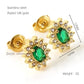 Glam Sun Water Droplets  Rhinestones Earrings [Stainless Steel,18K Gold Plated]