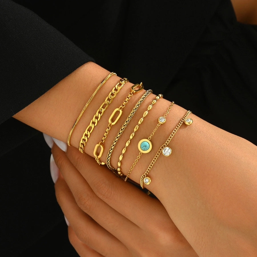 Chain Bracelet Sets [304 Stainless Steel,18K Gold Plated]