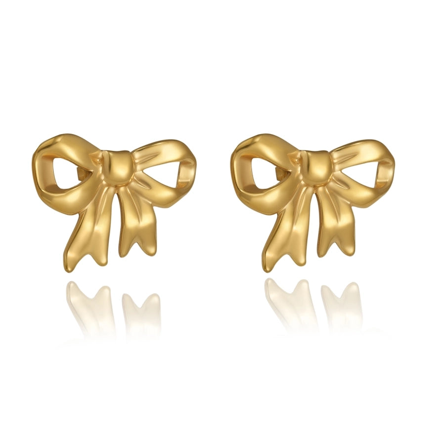 Mix Bow Knot Earrings [304 Stainless Steel 18K Gold Plated]