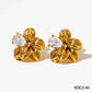 Flower Zircon 16K Earrings [304 Stainless Steel,16K Gold Plated]