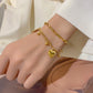 Bracciale a catena a forma di cuore [acciaio inossidabile 304, oro 18K placcato]