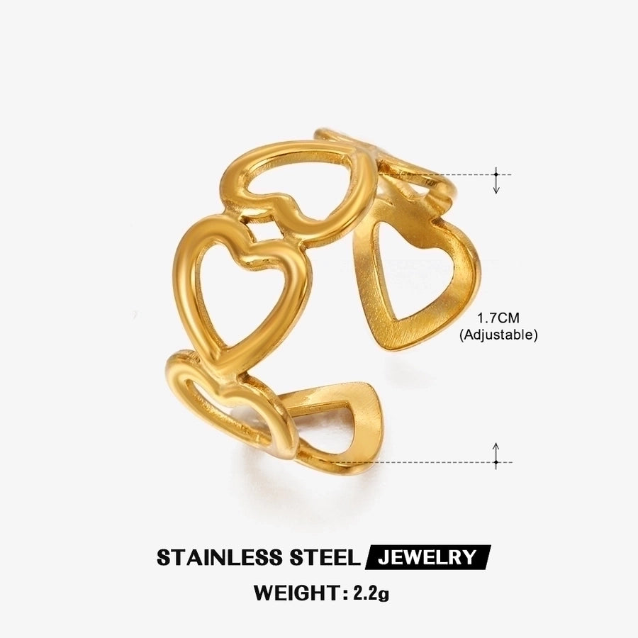 Heart Shape Open Ring [304 Stainless Steel 18K Gold Plated]