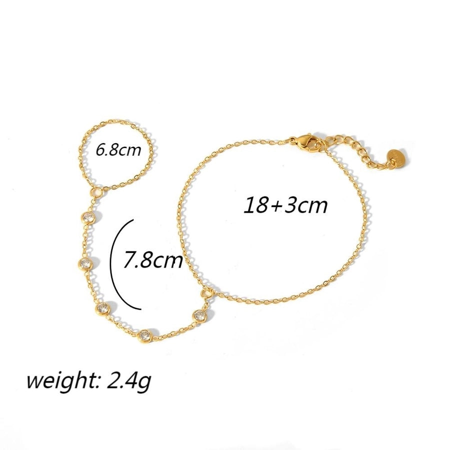 Finger Zircon Bracelet [304 Stainless Steel, 18K Gold Plated]