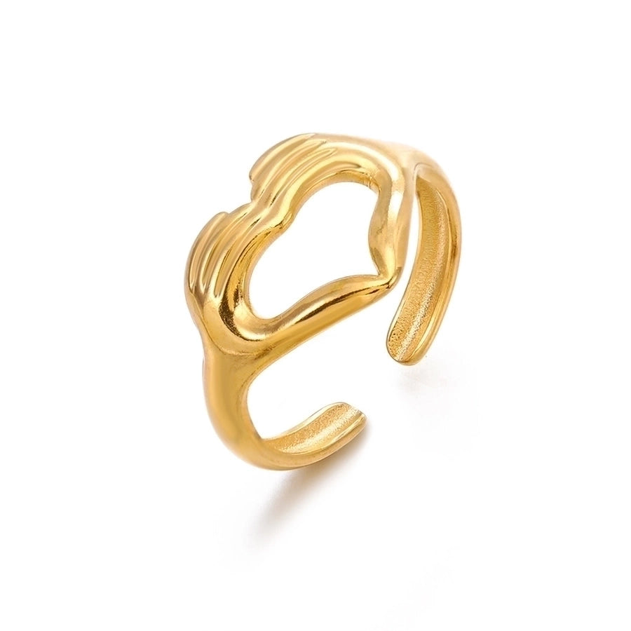 Herzform offener Ring [304 Edelstahl 18K Gold plattiert]