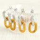 Double Ring Silver Gold Drop Earrings [304 Stainless Steel,18K Gold Plated]